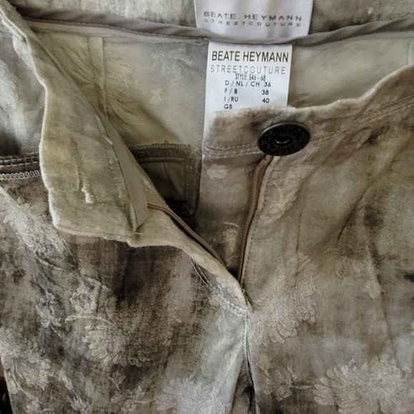 Beate Heymann Street Couture Watercolour Damask Print Jeans EU 38/US 8 - Picture 7 of 14